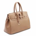 TL Bag Leather Handbag With Golden Hardware Champagne TL141529
