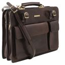Venezia Leather Briefcase 2 Compartments Dark Brown TL141268