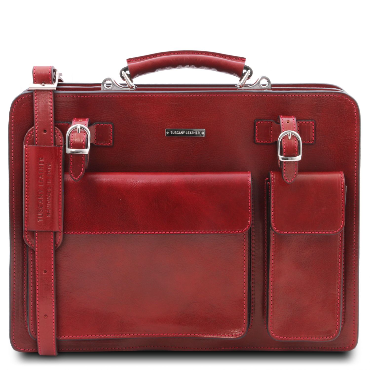 Venezia Leather briefcase 2 compartments - Red