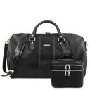 Marco Polo Travel Leather Duffle bag and Leather Toiletry bag Black TL142248