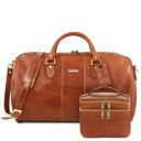 Marco Polo Sac de Voyage en Cuir et Trousse de Toilette en Cuir Miel TL142248