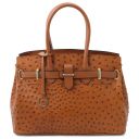 TL Bag Handbag in Ostrich-print Leather Коньяк TL142120