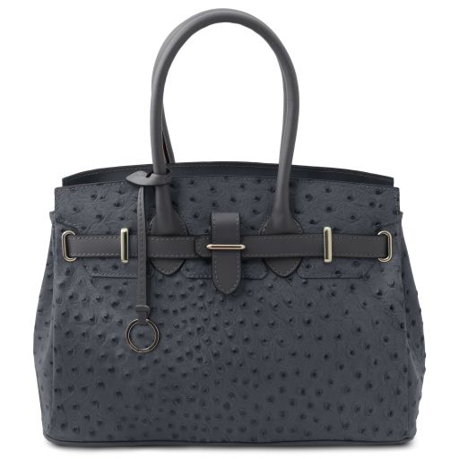 TL Bag Handbag in Ostrich-print Leather Grey TL142120