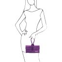 TL Bag Sac à Main en Cuir Metallic Violet TL141993