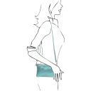 TL Bag Pochette in Pelle Morbida Metallic Celeste TL141988