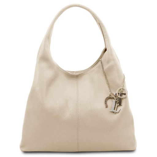 TL Keyluck Schultertasche aus Weichem Leder Beige TL142264