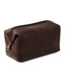 Smarty Leather Toiletry bag - Small Size Dark Brown TL141220