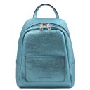 TL Bag Zaino Piccolo da Donna in Pelle Metallic Celeste TL142042