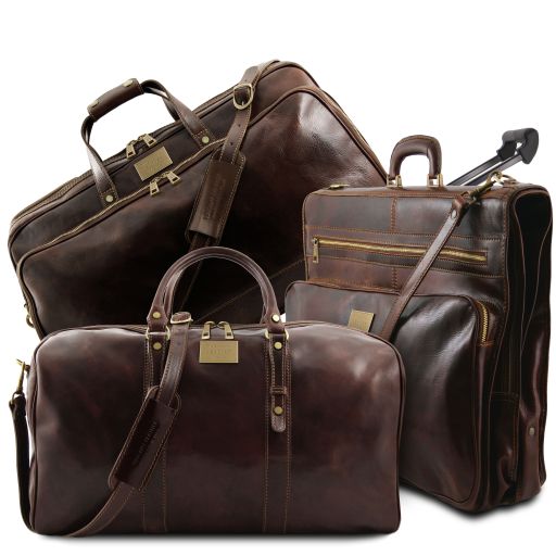 Deluxe Set de Voyage en Cuir Marron foncé TL142266