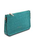 Cassandra Croc Print Leather Clutch Handbag Turquoise TL141917