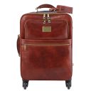 Business Trolley con 4 Ruote e Borsa Porta Computer TL SMART in Pelle Marrone TL142271