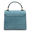 Atena Croc Print Leather Handbag Light Blue TL142267