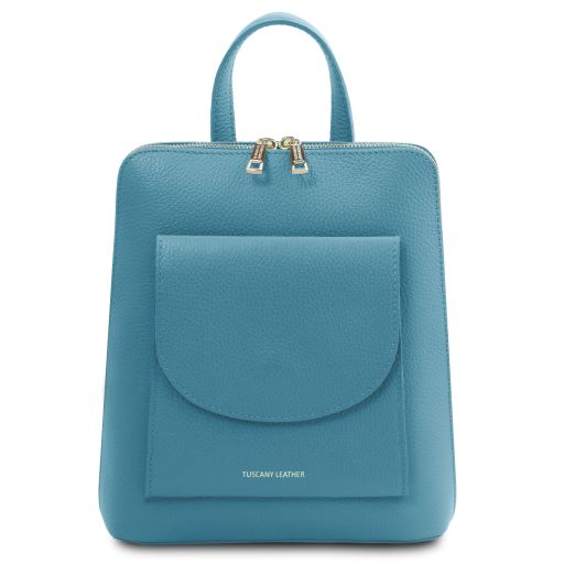 TL Bag Kleiner Damenrucksack aus Leder Hellblau TL142092