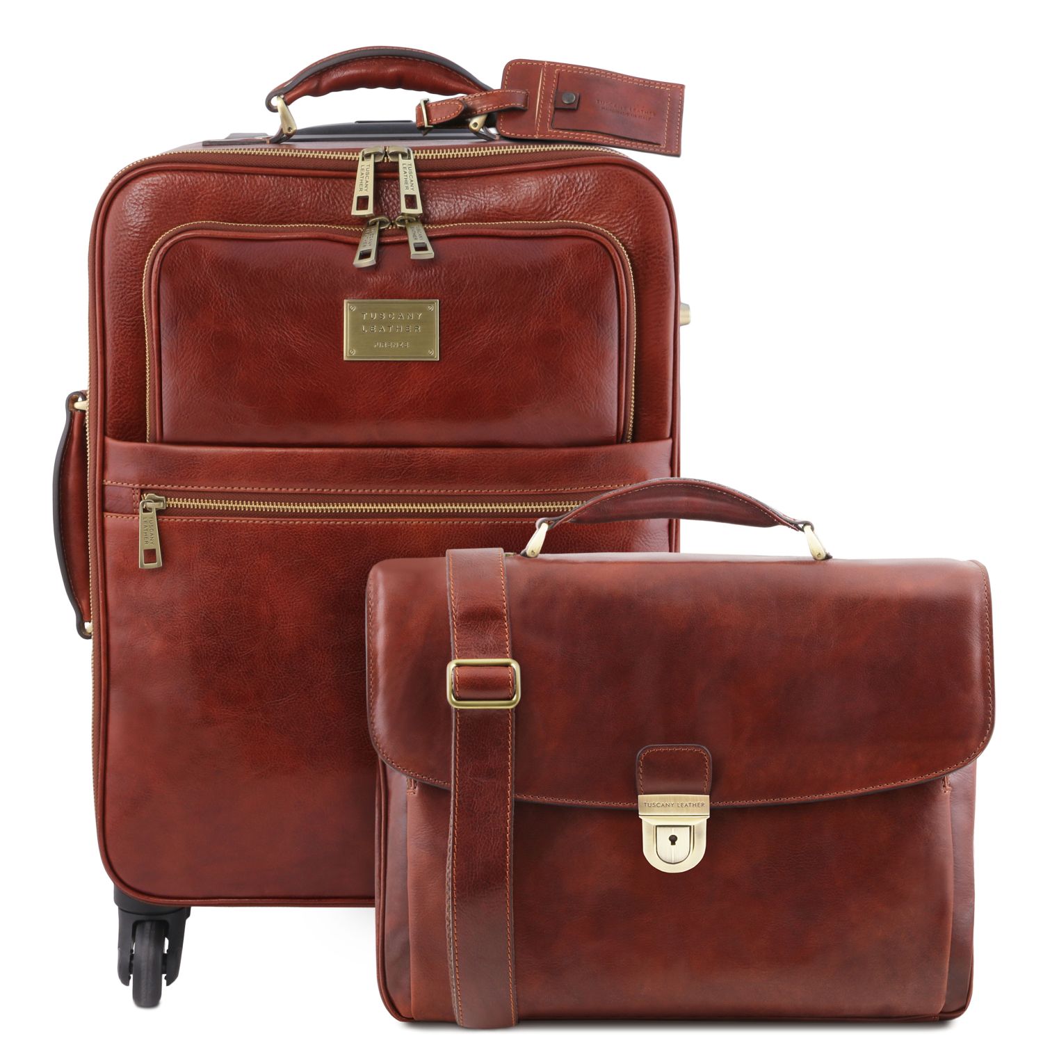 Tuscany Leather TL141538 Antigua - Borsone da viaggio/Porta abiti in pelle  Marrone