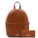 Salina Small Leather Backpack and Soft Leather Wallet for Women Cognac TL142278