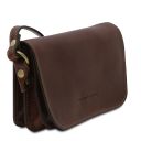 Carmen Leather Shoulder bag With Flap Dark Brown TL141713