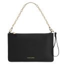 TL Bag Leather Clutch With Chain Strap Black TL142099