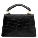 Afrodite Croc Print Leather Handbag Black TL142300