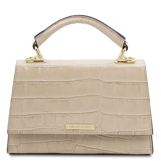 Afrodite Borsa a Mano in Pelle Stampa Cocco Beige TL142300