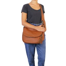 TL Bag Umhängetasche aus Weichem Leder mit Quasten Rot TL141110
