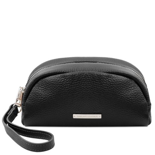 TL Bag Kosmetiktasche aus Weichem Leder Schwarz TL142314