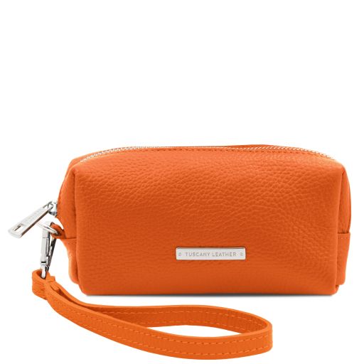 TL Bag Kosmetiktasche aus Weichem Leder Orange TL142315