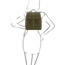 TL Bag Sac à dos Pour Femme en Cuir Vert Forêt TL142281