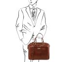 Pisa Leather Laptop Briefcase With Front Pocket Brown TL141660