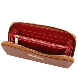 Eris Elégant Portefeuille en Cuir Entièrement Zippée Cognac TL142318
