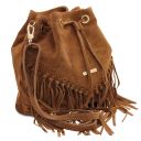 TL Bag Suede Leather Fringe Bucket bag Коньяк TL142291