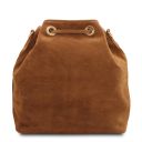 TL Bag Borsa Secchiello in Pelle Scamosciata con Frange Cognac TL142291