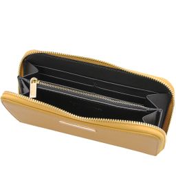 Eris Exclusive zip Around Leather Wallet Mustard TL142318
