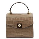 Atena Croc Print Leather Handbag Light Taupe TL142267